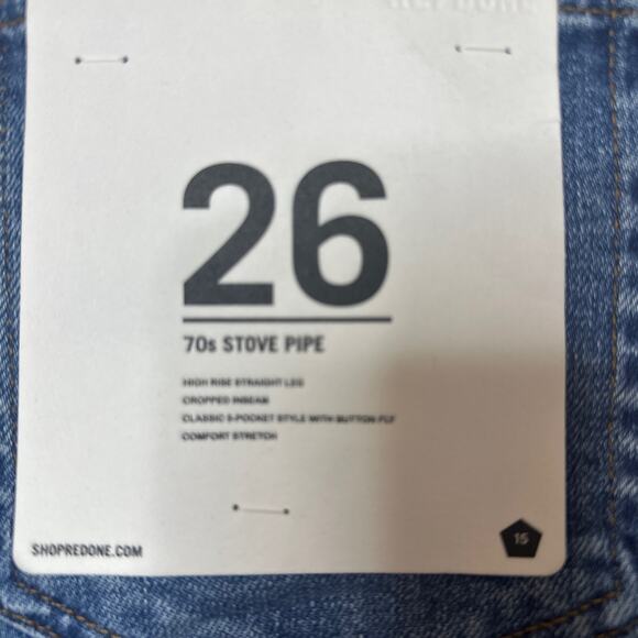RE/DONE 70's Stove Pipe Jeans in Dusted Blue Size 26 NWT - Picture 6 of 11